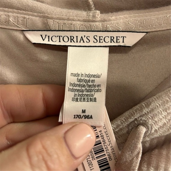 Victoria's Secret Women's Pink/Beige Ribbed Velour Hoodie Jacket Size M - Picture 8 of 11